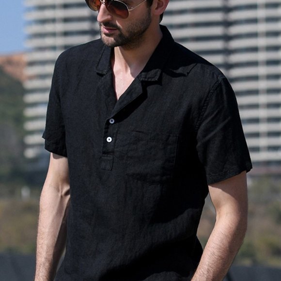 Casual Solid Lapel Collar Shirt - Perfect Everyday Wear - Picture 4 of 4